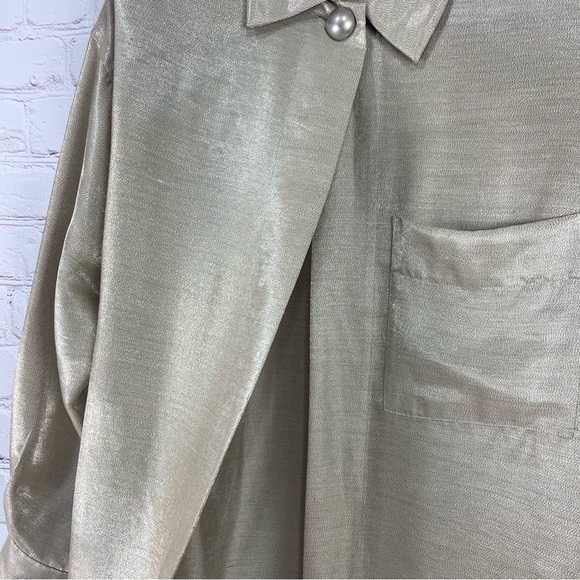 𝅺Ellen Tracy Gray Linen Blend Button Front Relaxed Tunic Size 8 - Picture 8 of 13